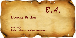 Bondy Andos névjegykártya